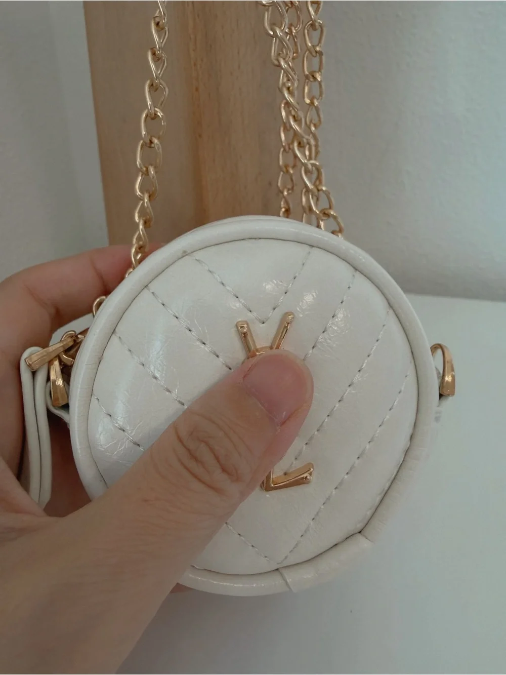 Mini White Round Crossbody Pouch Charm
